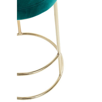 Green Velvet and Gold Finish Bar Stool