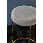 Grey Velvet and Gold Finish Tall Bar Stool