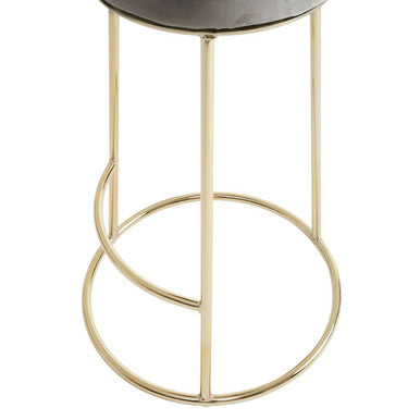 Grey Velvet and Gold Finish Tall Bar Stool