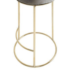 Grey Velvet and Gold Finish Tall Bar Stool
