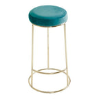 Green Velvet and Gold Finish Tall Bar Stool