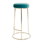 Green Velvet and Gold Finish Tall Bar Stool