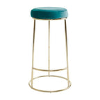 Green Velvet and Gold Finish Tall Bar Stool