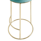 Green Velvet and Gold Finish Tall Bar Stool