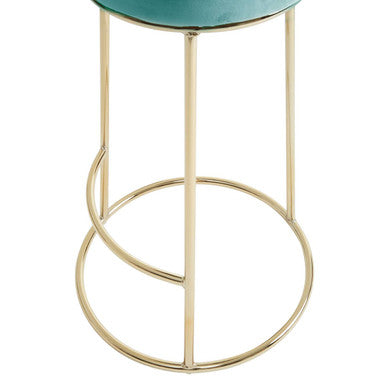 Green Velvet and Gold Finish Tall Bar Stool