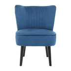Blue Velvet Chair with Wooden Legs