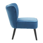 Blue Velvet Chair with Wooden Legs