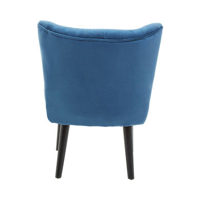 Blue Velvet Chair with Wooden Legs