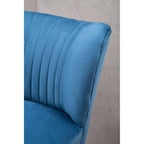 Blue Velvet Chair with Wooden Legs