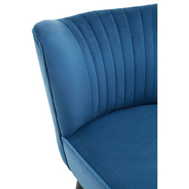 Blue Velvet Chair with Wooden Legs