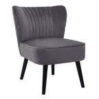 Grey Velvet Chair with Wooden Legs