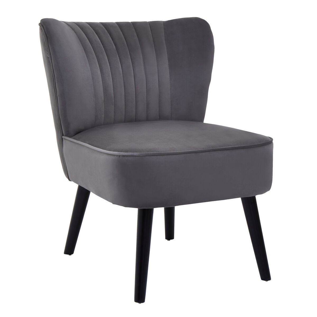 Grey Velvet Chair with Wooden Legs