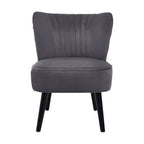 Grey Velvet Chair with Wooden Legs