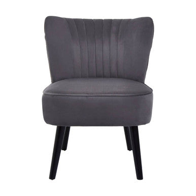 Grey Velvet Chair with Wooden Legs