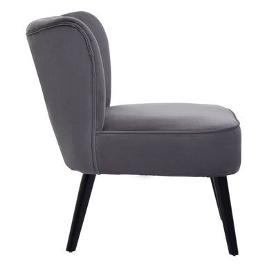 Grey Velvet Chair with Wooden Legs