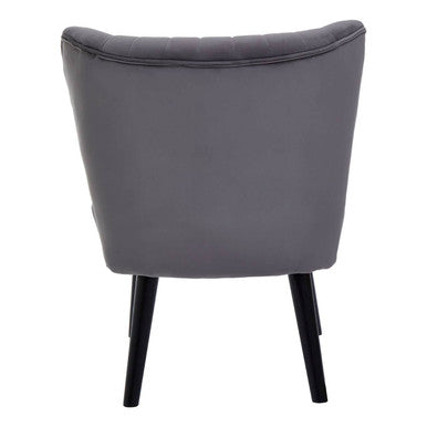 Grey Velvet Chair with Wooden Legs