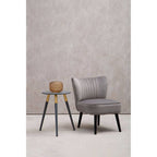 Grey Velvet Chair with Wooden Legs