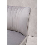 Grey Velvet Chair with Wooden Legs