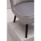 Grey Velvet Chair with Wooden Legs