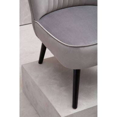 Grey Velvet Chair with Wooden Legs