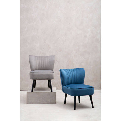 Grey Velvet Chair with Wooden Legs