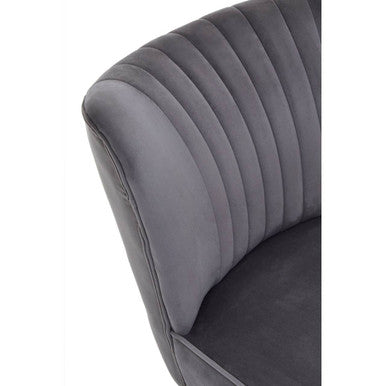 Grey Velvet Chair with Wooden Legs
