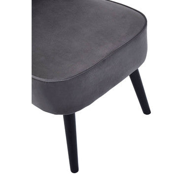 Grey Velvet Chair with Wooden Legs