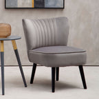 Grey Velvet Chair with Wooden Legs