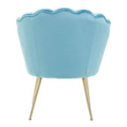 Aqua Blue Velvet Chair with Scalloped Back