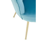 Aqua Blue Velvet Chair with Scalloped Back