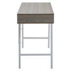 Light Oak Veneer and White 2 Drawer Desk with Metal Frame