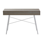 Light Oak Veneer and White 2 Drawer Desk with Metal Frame