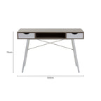 Light Oak Veneer and White 2 Drawer Desk with Metal Frame