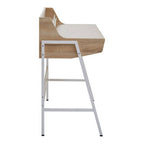 Natural Oak Veneer Desk with Drawer and Shelf