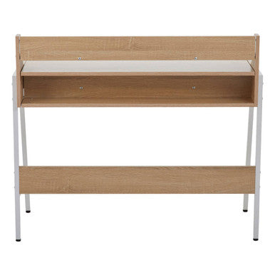 Natural Oak Veneer Desk with Drawer and Shelf