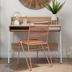Natural Oak Veneer Desk with Drawer and Shelf