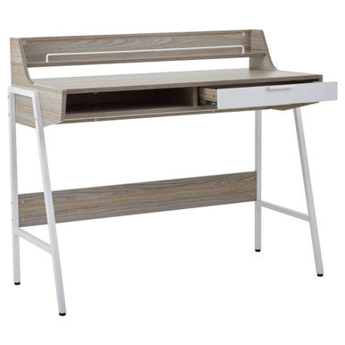 Light Oak Veneer Desk with Drawer and Shelf