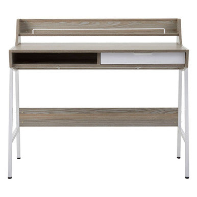 Light Oak Veneer Desk with Drawer and Shelf