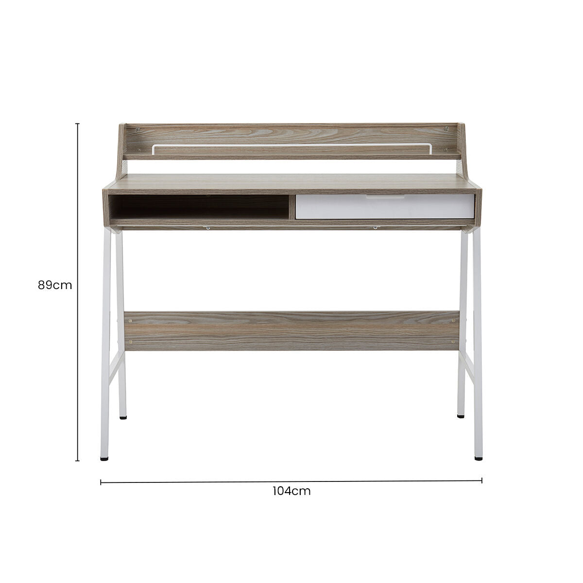 Light Oak Veneer Desk with Drawer and Shelf