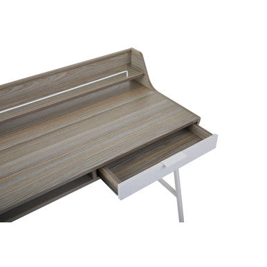 Light Oak Veneer Desk with Drawer and Shelf