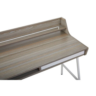 Light Oak Veneer Desk with Drawer and Shelf