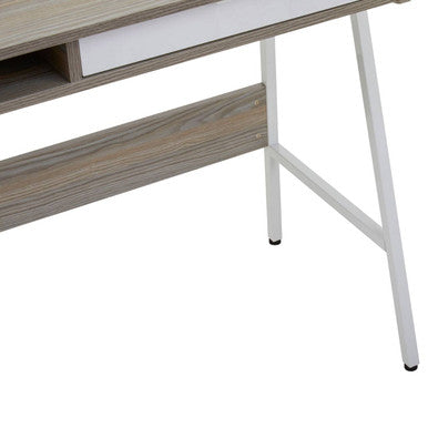 Light Oak Veneer Desk with Drawer and Shelf