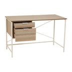 Light Oak Veneer 2 Drawer Desk with Metal Frame