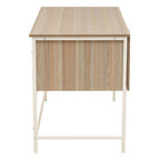 Light Oak Veneer 2 Drawer Desk with Metal Frame