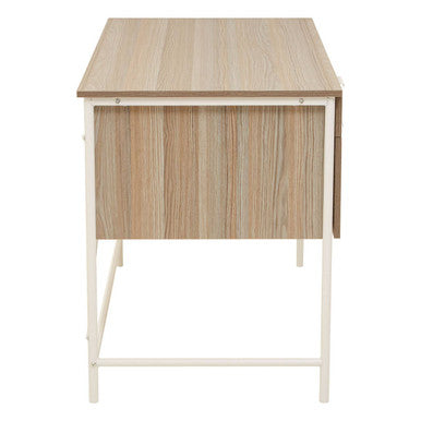 Light Oak Veneer 2 Drawer Desk with Metal Frame