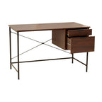 Dark Walnut Veneer 2 Drawer Desk with Metal Frame