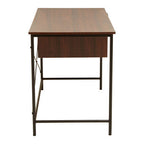Dark Walnut Veneer 2 Drawer Desk with Metal Frame