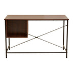 Dark Walnut Veneer 2 Drawer Desk with Metal Frame