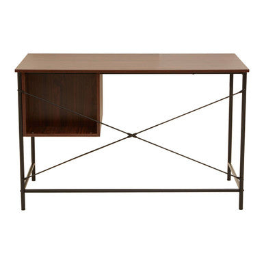 Dark Walnut Veneer 2 Drawer Desk with Metal Frame
