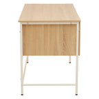 Natural Oak Veneer 2 Drawer Desk with Metal Frame
